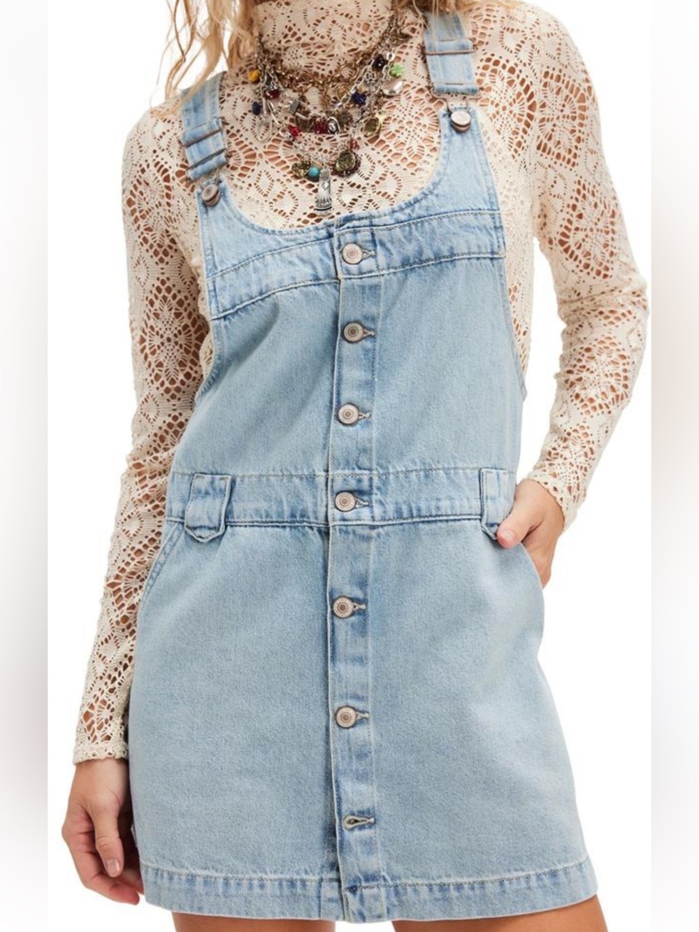 💙 Free People 💙 NWT Edie Denim Skirtall Dress